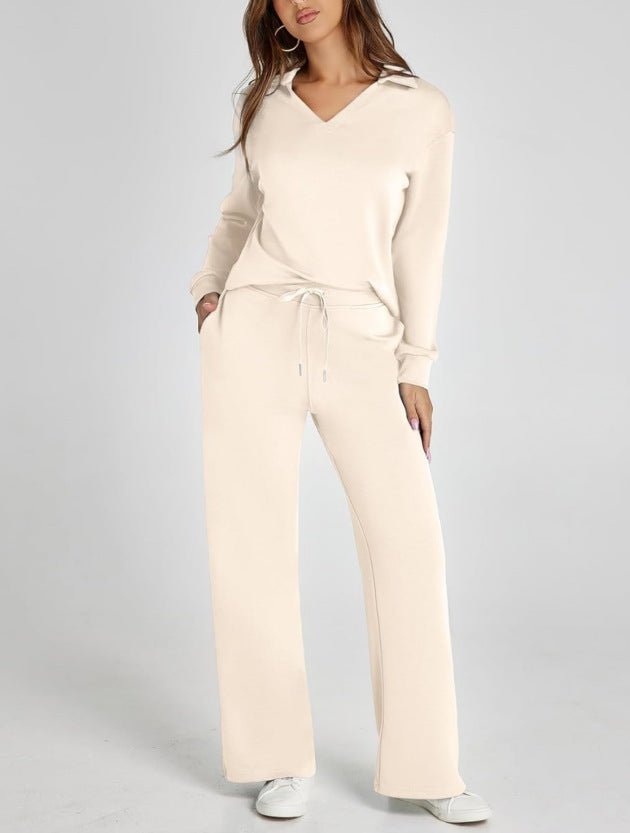 Women's Leisure Set | Regular Fit Zipper Pullover, Wide Pants, Comfortable Casual Outfit 6