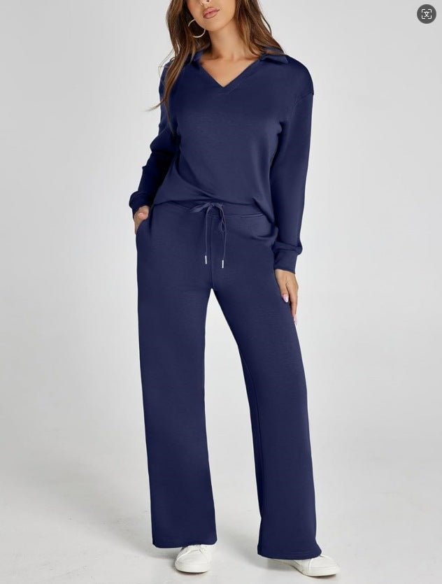 Women's Leisure Set | Regular Fit Zipper Pullover, Wide Pants, Comfortable Casual Outfit 7