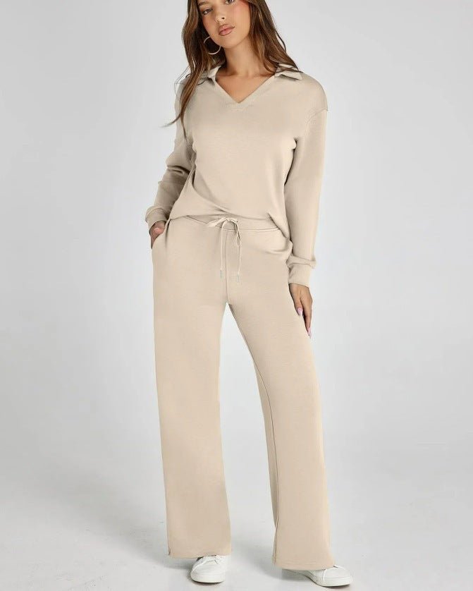 Women's Leisure Set | Regular Fit Zipper Pullover, Wide Pants, Comfortable Casual Outfit 8