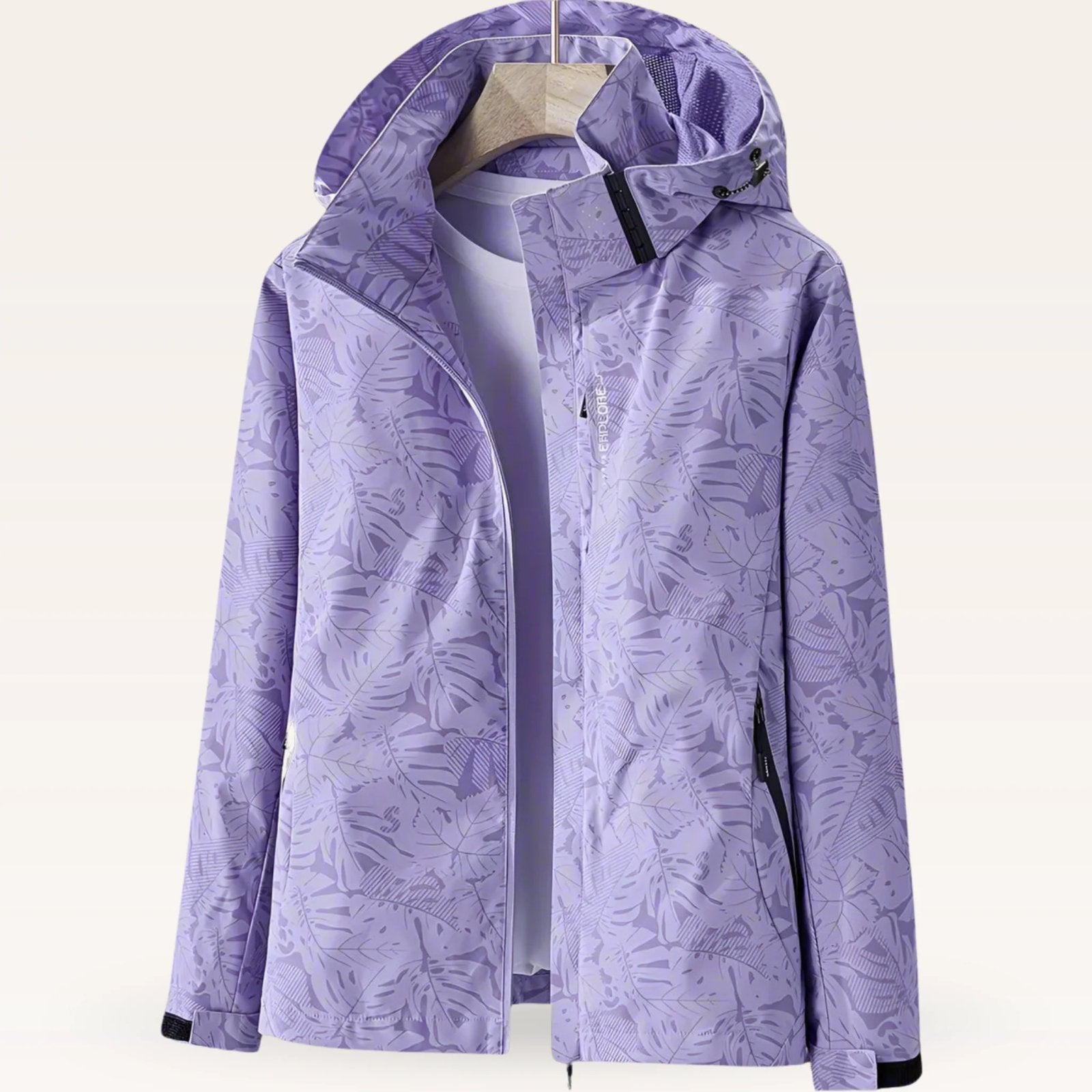 Women's Lightweight Hooded Windbreaker Jacket | Tropical Leaf Print, Zip Pockets 2