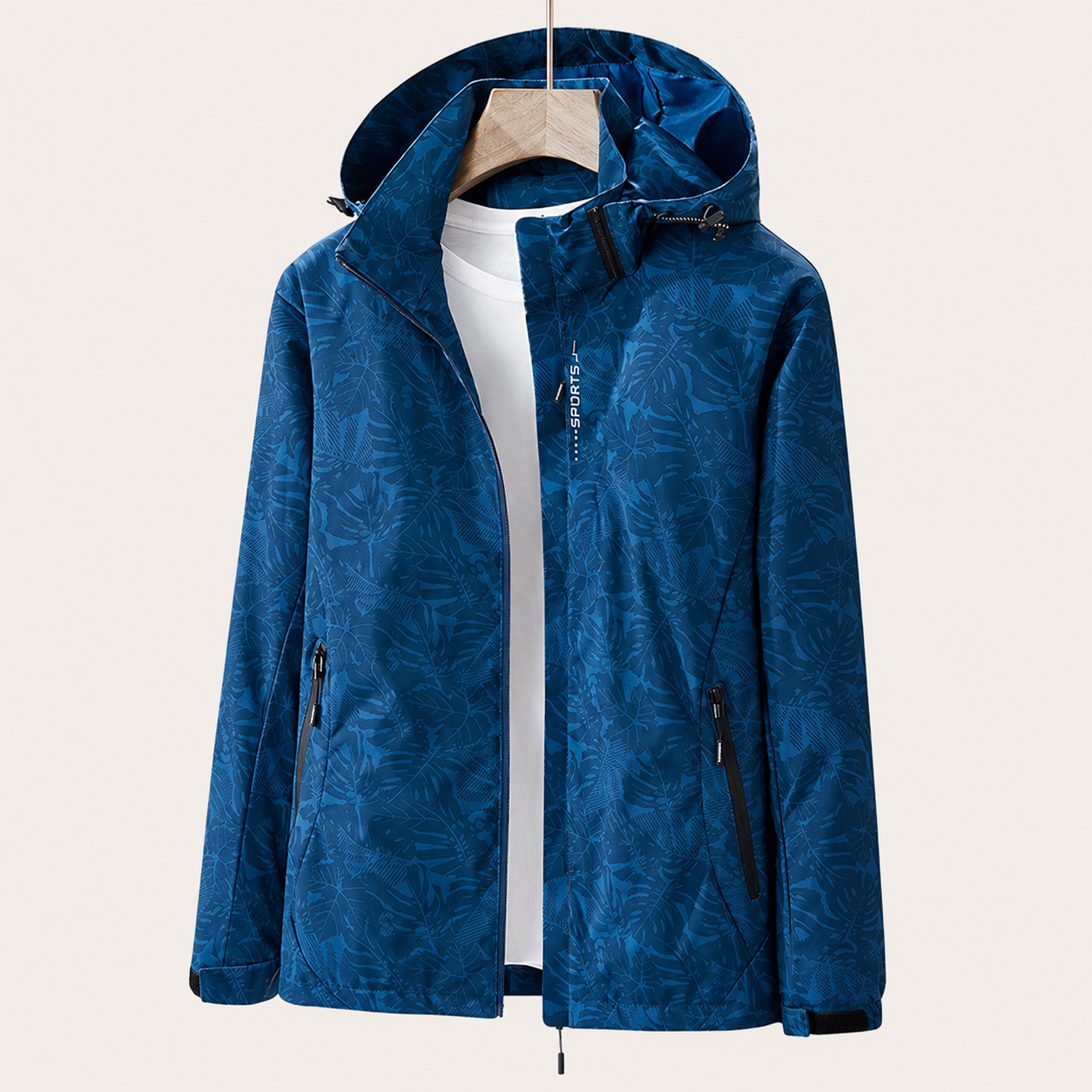 Women's Lightweight Hooded Windbreaker Jacket | Tropical Leaf Print, Zip Pockets 5
