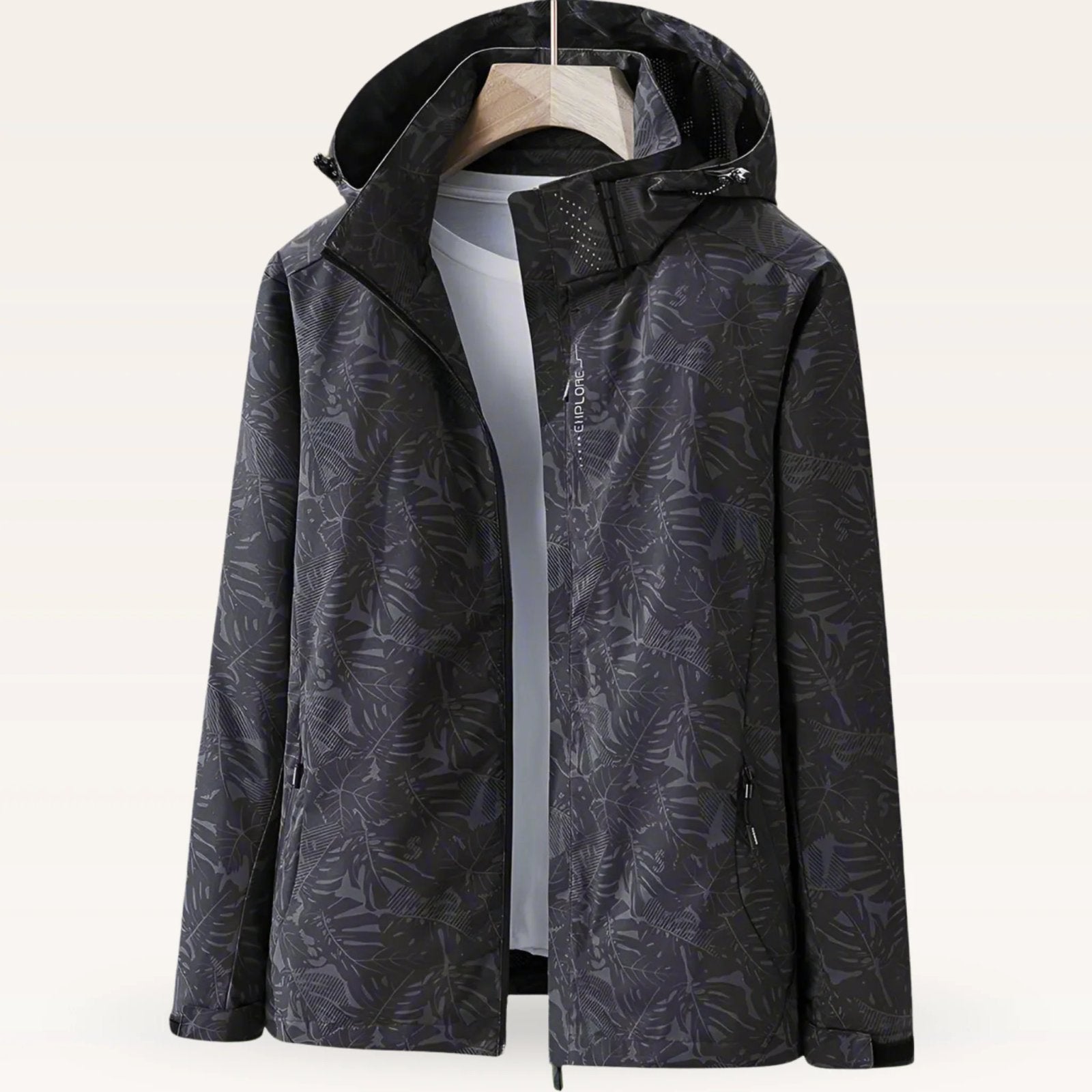 Women's Lightweight Hooded Windbreaker Jacket | Tropical Leaf Print, Zip Pockets 6