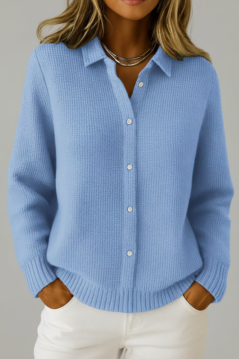 Women's Long Cardigan | Cotton Blend, Button Front, Refined Collar 0