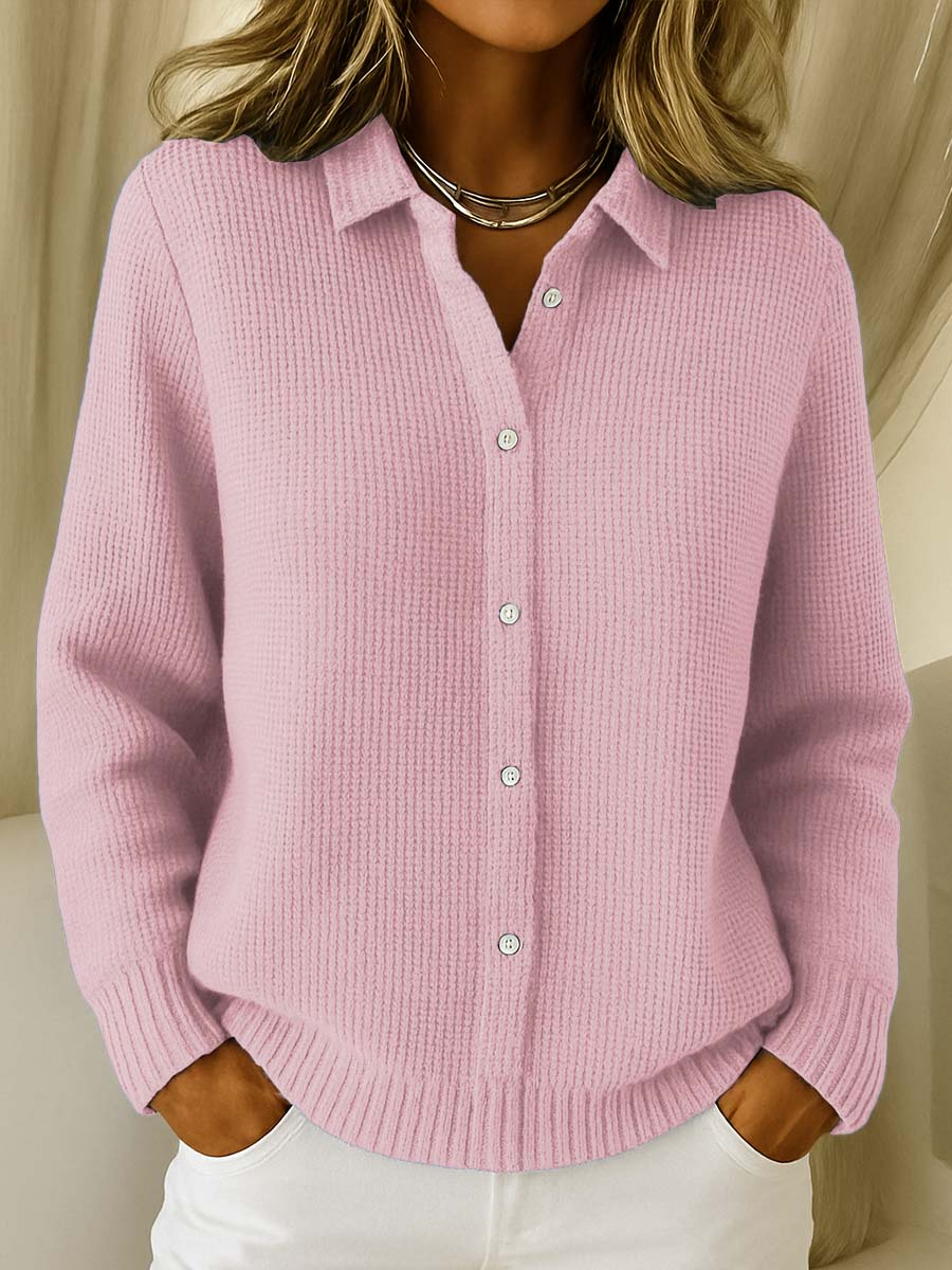 Women's Long Cardigan | Cotton Blend, Button Front, Refined Collar 1