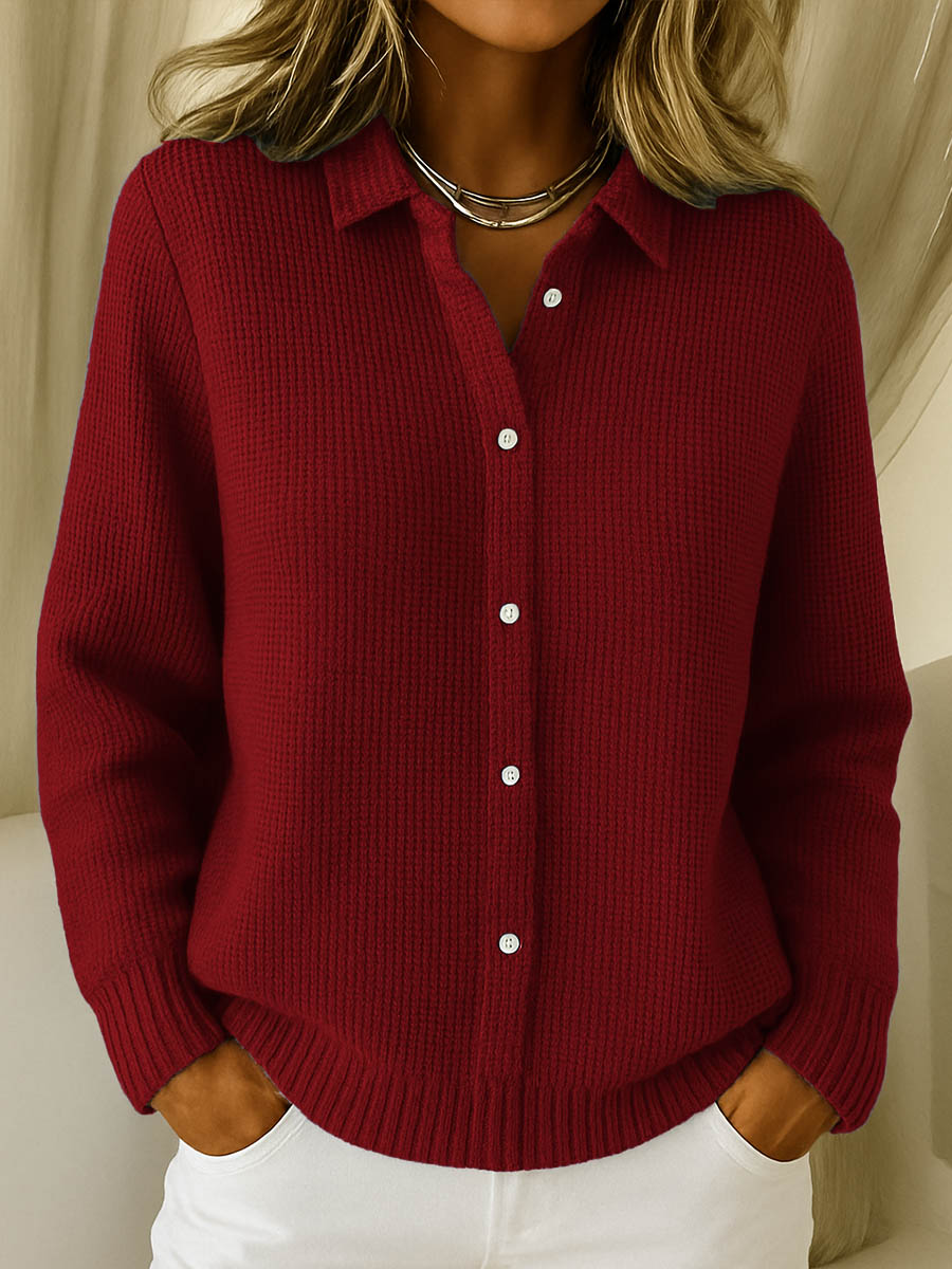Women's Long Cardigan | Cotton Blend, Button Front, Refined Collar 2
