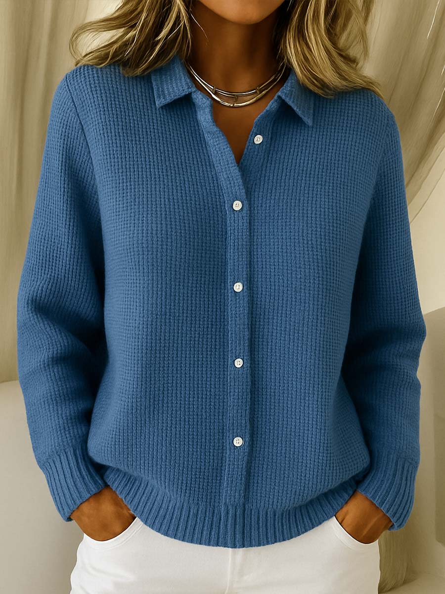 Women's Long Cardigan | Cotton Blend, Button Front, Refined Collar 3