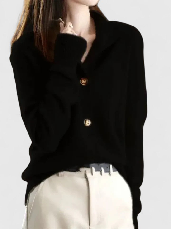 Women's Long Cardigan | Elegant Black Cashmere Blend, Comfortable Fit 2