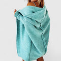 Women's Long Cardigan | Oversized Knit with Large Hood, Knee-Length 0