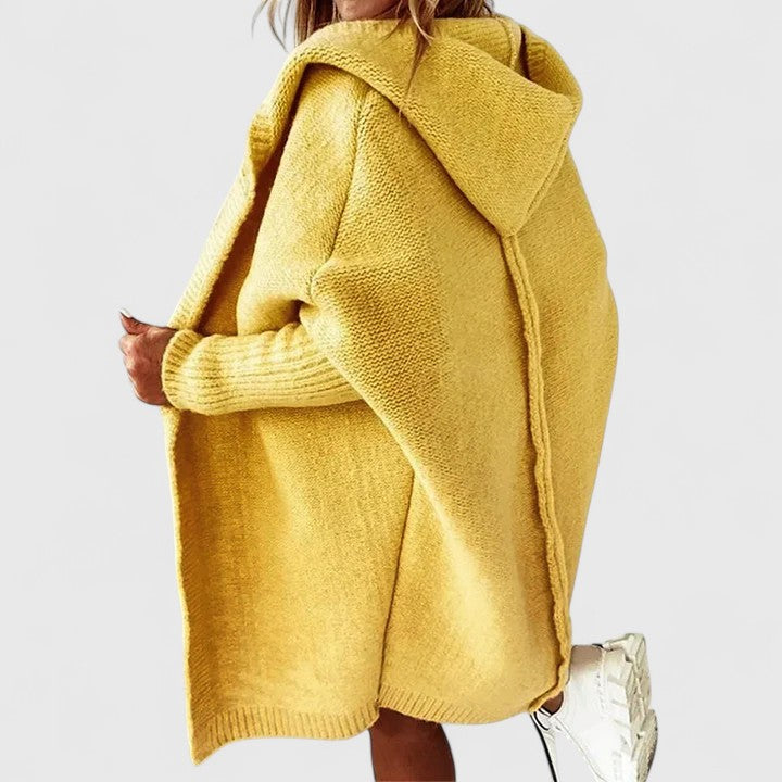 Women's Long Cardigan | Oversized Knit with Large Hood, Knee-Length 3