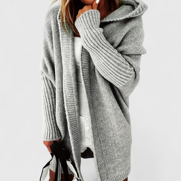 Women's Long Cardigan | Oversized Knit with Large Hood, Knee-Length 5