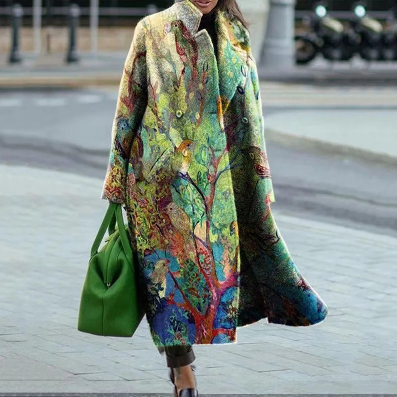 Women's Long Coat | Wool Blend, Full-Length Design, Lapel Collar 10