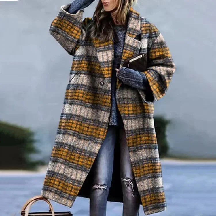 Women's Long Coat | Wool Blend, Full-Length Design, Lapel Collar 11