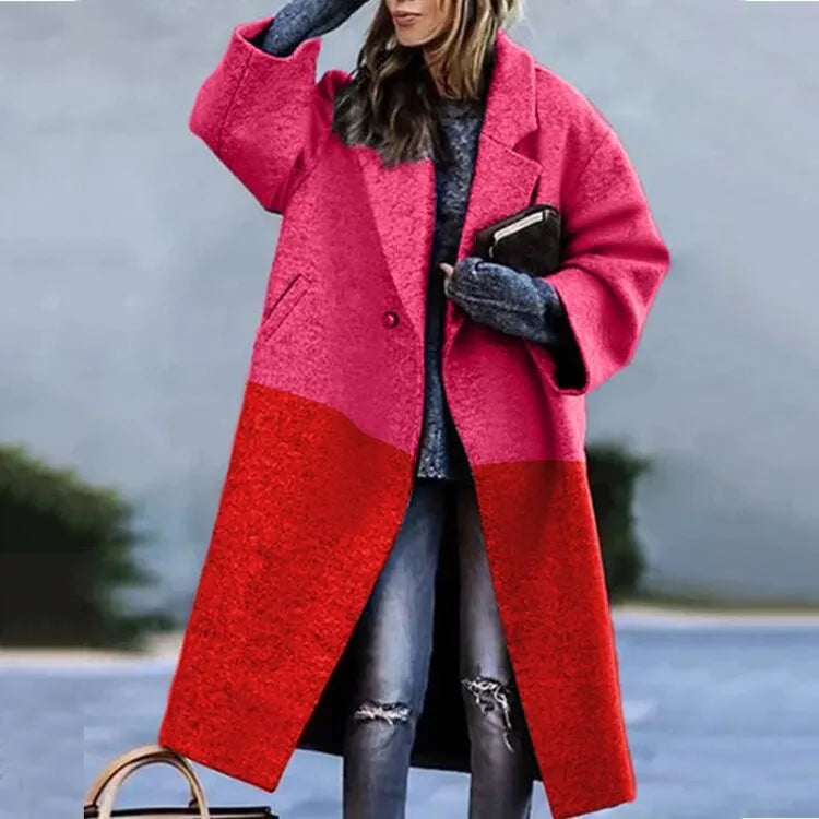 Women's Long Coat | Wool Blend, Full-Length Design, Lapel Collar 12