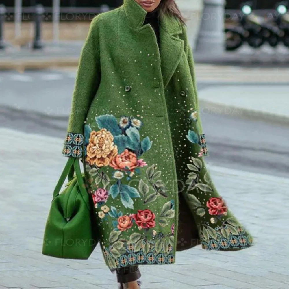 Women's Long Coat | Wool Blend, Full-Length Design, Lapel Collar 14