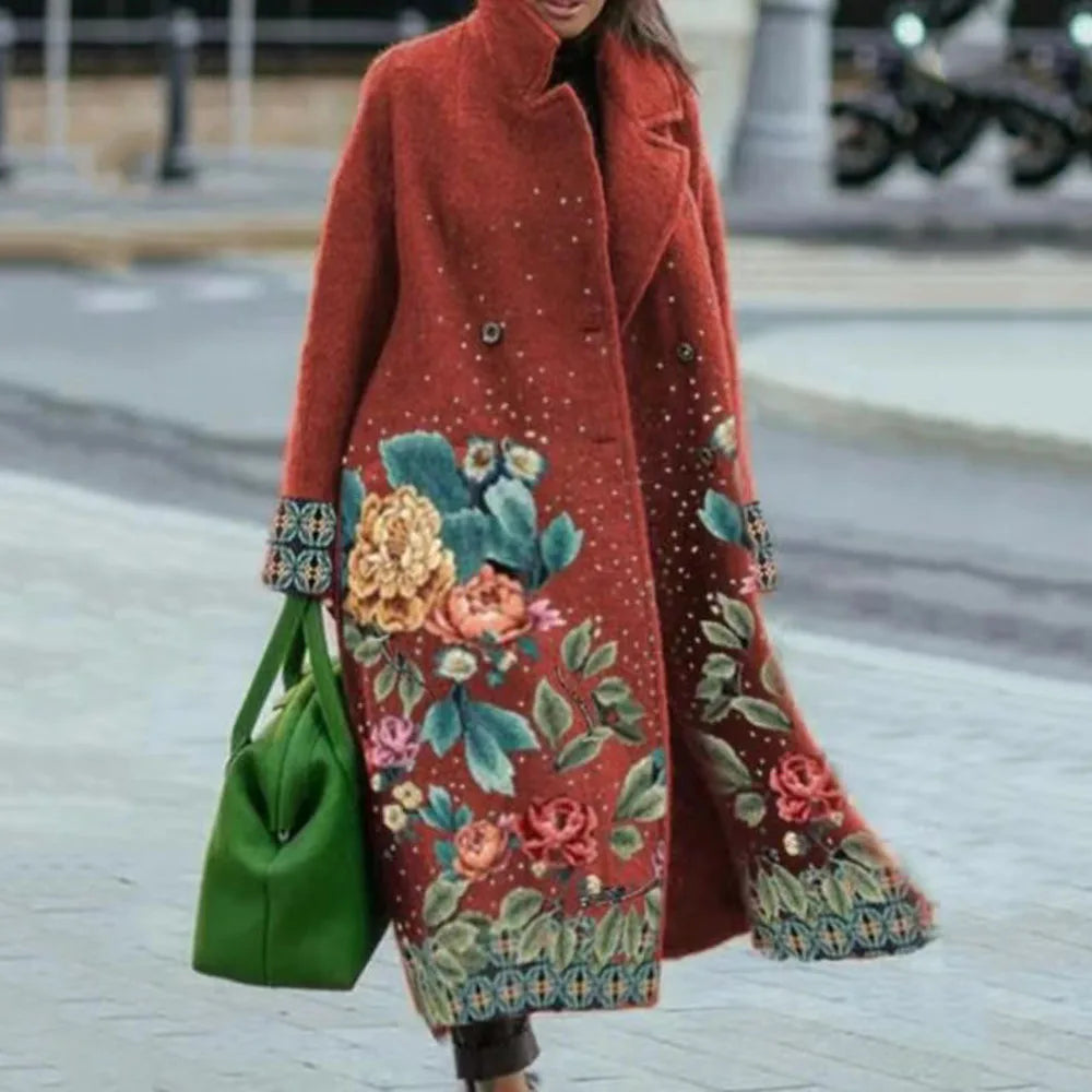 Women's Long Coat | Wool Blend, Full-Length Design, Lapel Collar 16