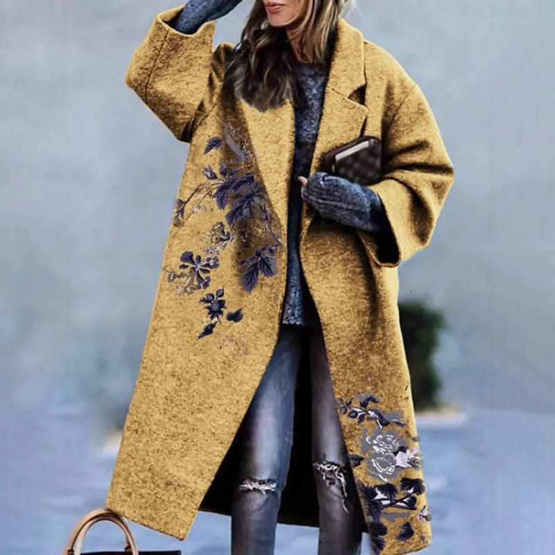Women's Long Coat | Wool Blend, Full-Length Design, Lapel Collar 17