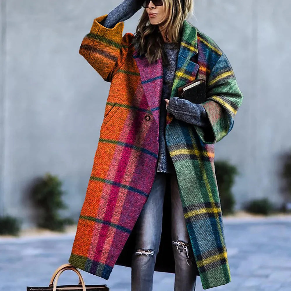 Women's Long Coat | Wool Blend, Full-Length Design, Lapel Collar 18