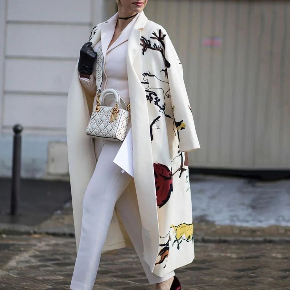 Women's Long Coat | Wool Blend, Full-Length Design, Lapel Collar 21