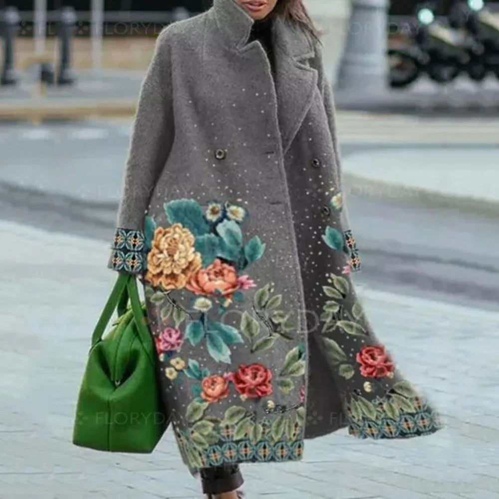 Women's Long Coat | Wool Blend, Full-Length Design, Lapel Collar 9