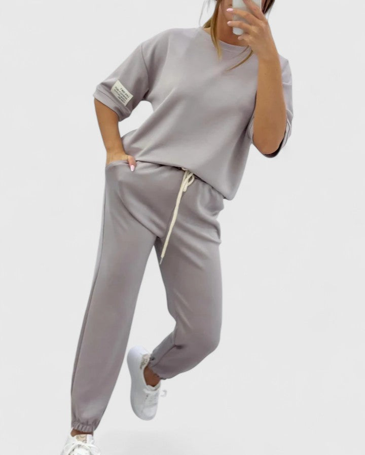 Women's Loungewear Set | Half-Moon Sleeve Top and Ankle-Length Trousers with Adjustable Waist 4