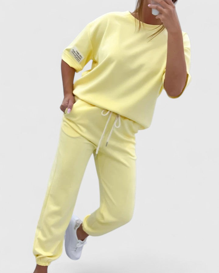 Women's Loungewear Set | Half-Moon Sleeve Top and Ankle-Length Trousers with Adjustable Waist 5