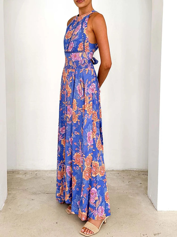 Women's Maxi Dress | Bohemian Floral Print, Sleeveless Summer Style 5