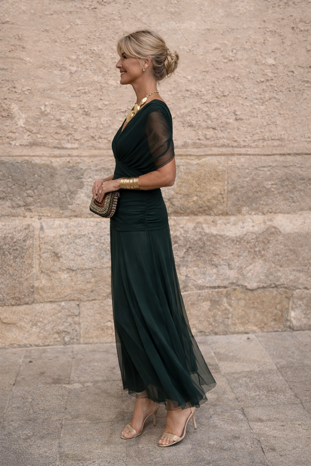 Women's Maxi Dress | Chiffon V-Neck, Ruched Waist, Elegant Summer Style 1