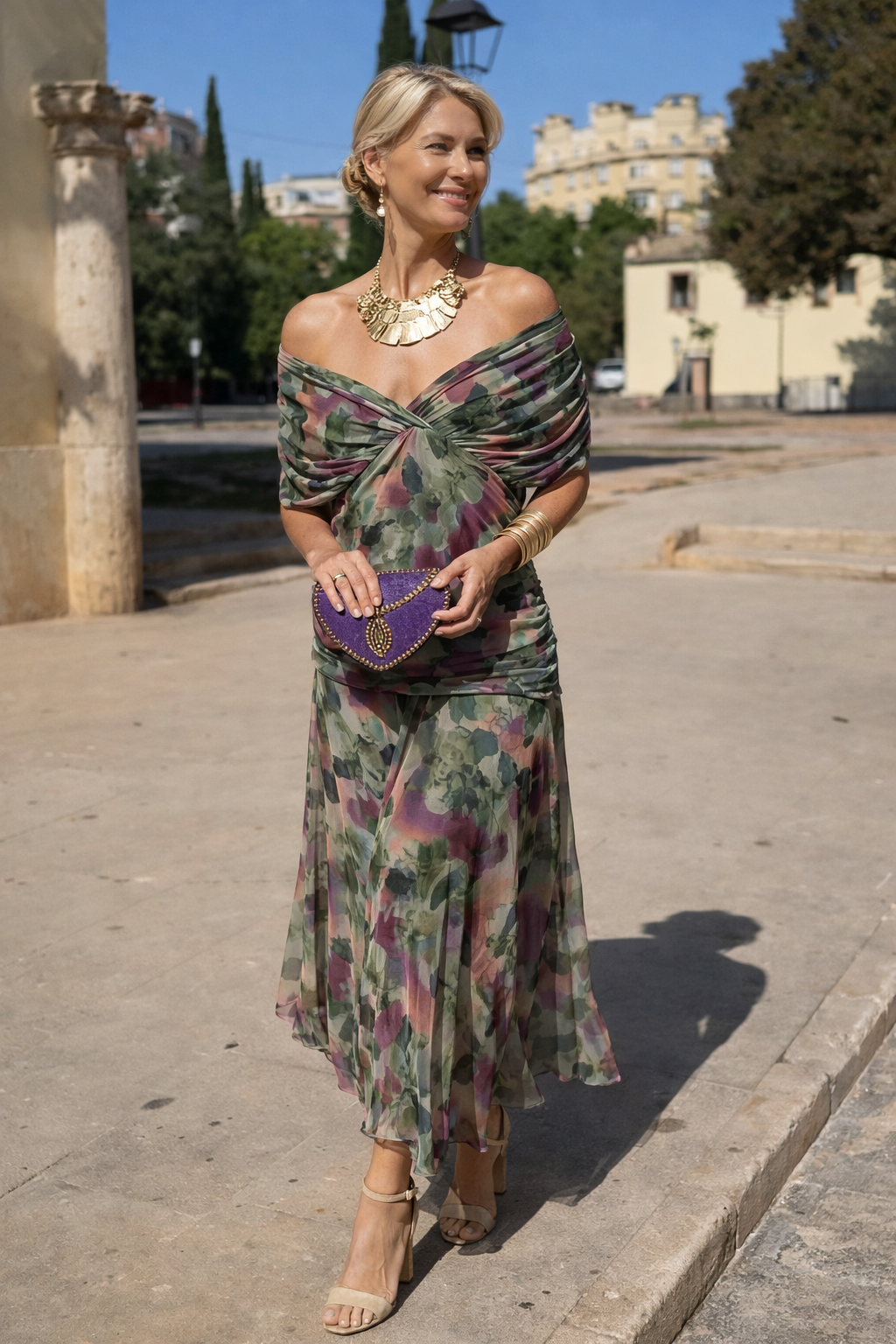 Women's Maxi Dress | Chiffon V-Neck, Ruched Waist, Elegant Summer Style 3