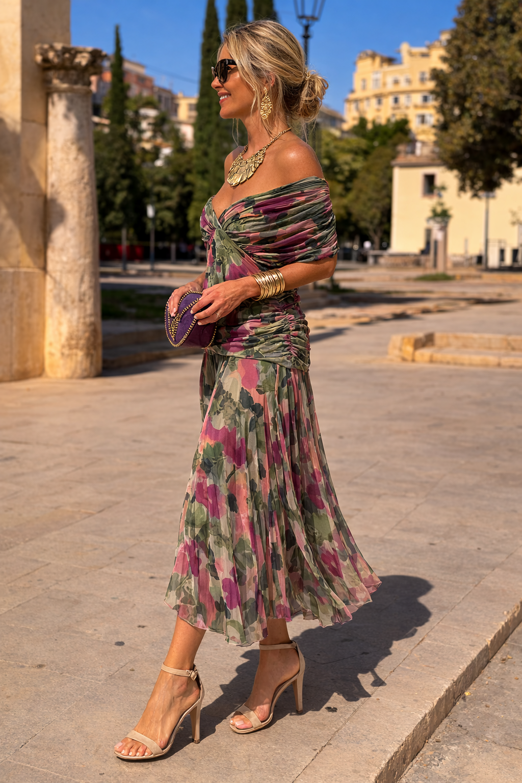 Women's Maxi Dress | Chiffon V-Neck, Ruched Waist, Elegant Summer Style 4