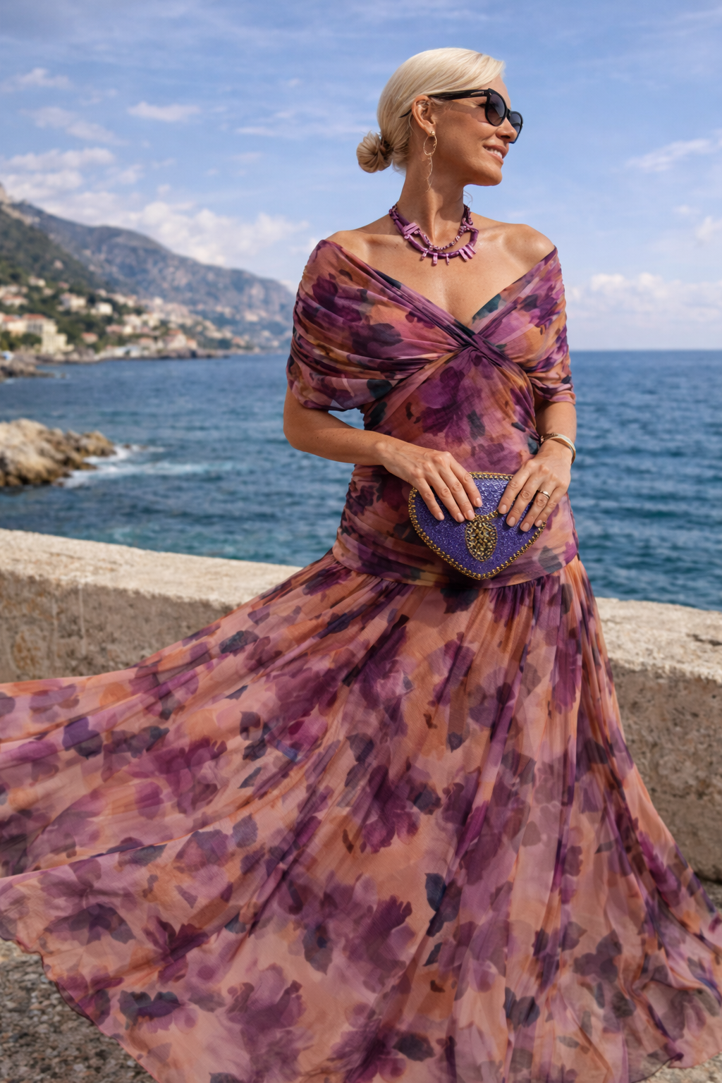 Women's Maxi Dress | Chiffon V-Neck, Ruched Waist, Elegant Summer Style 7