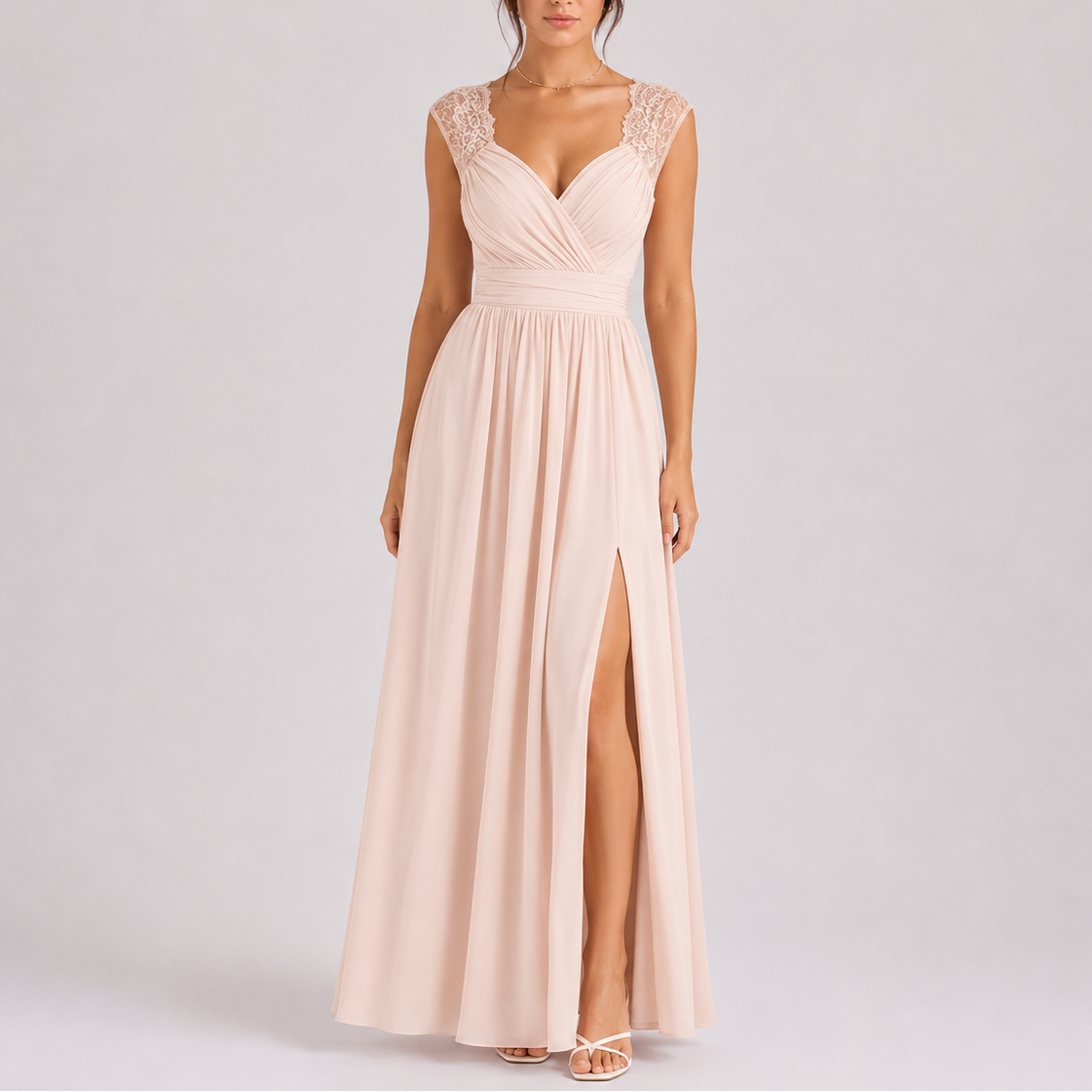 Women's Maxi Dress | Elegant Lace Shoulder, Side Slit, Formal Summer Dress 3