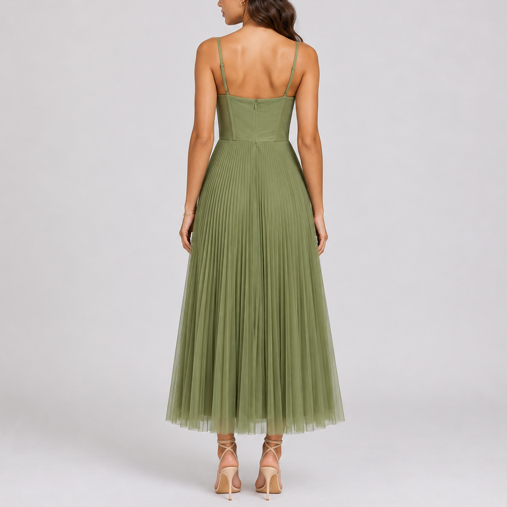 Women's Maxi Dress | Elegant Pleated Skirt, Fitted Bodice for Formal Events 1