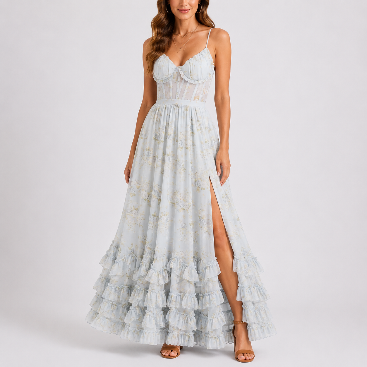 Women's Maxi Dress | Floral Corset Bodice, Lightweight Summer Design 0