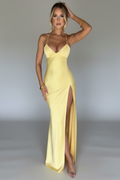 Women's Maxi Dress | High Slit, Spaghetti Straps, V-Neck, Formal Summer Wear 0