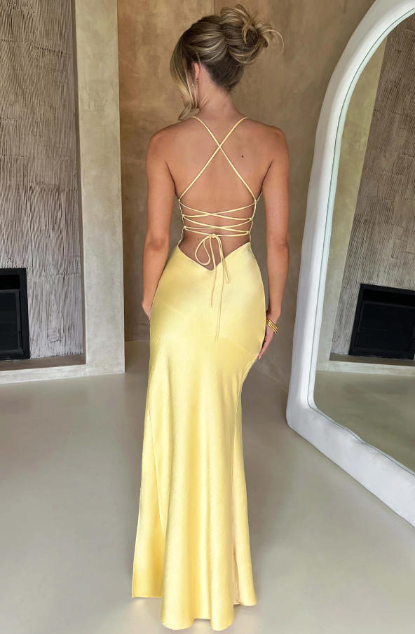 Women's Maxi Dress | High Slit, Spaghetti Straps, V-Neck, Formal Summer Wear 1