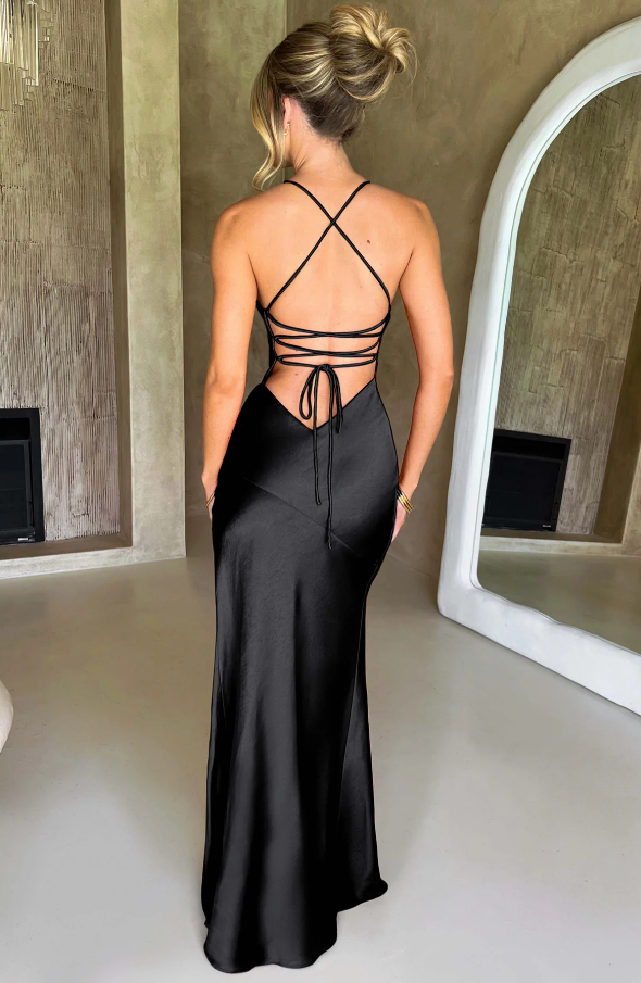 Women's Maxi Dress | High Slit, Spaghetti Straps, V-Neck, Formal Summer Wear 3