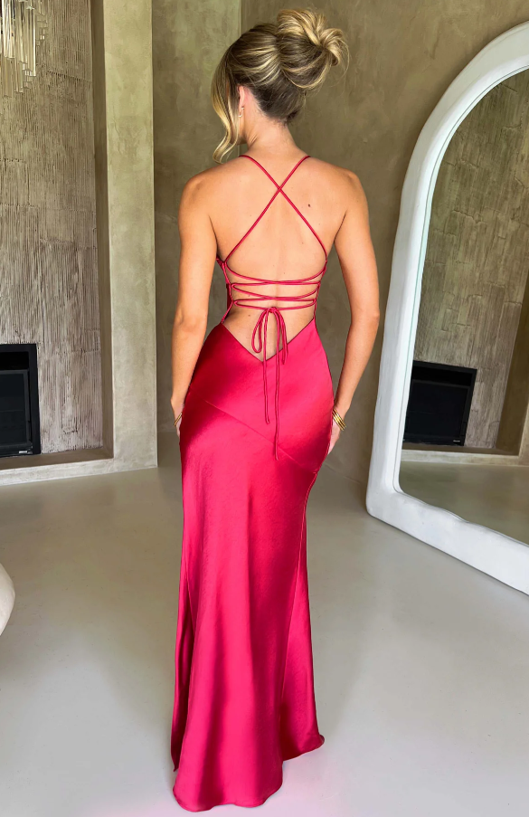Women's Maxi Dress | High Slit, Spaghetti Straps, V-Neck, Formal Summer Wear 5