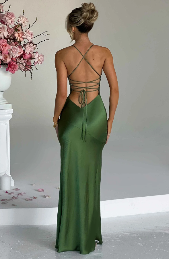 Women's Maxi Dress | High Slit, Spaghetti Straps, V-Neck, Formal Summer Wear 7