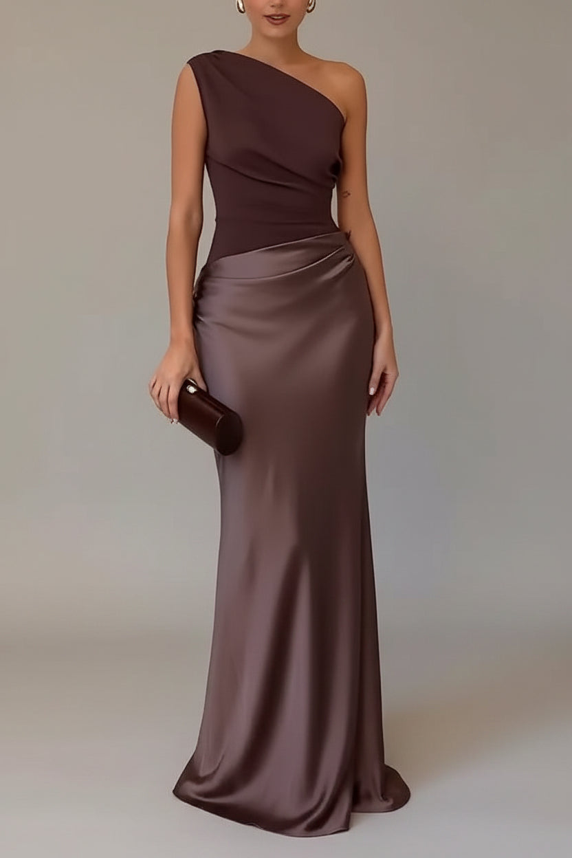 Women's Maxi Dress | One-Shoulder Pleated Design, Elegant for Formal Events 0