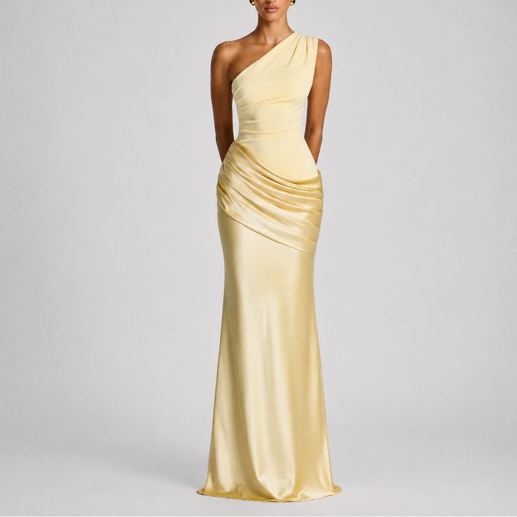 Women's Maxi Dress | One Shoulder Satin-Style, Elegant Fit for Formal Occasions 0