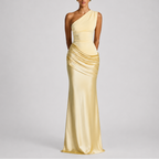 Women's Maxi Dress | One Shoulder Satin-Style, Elegant Fit for Formal Occasions 0