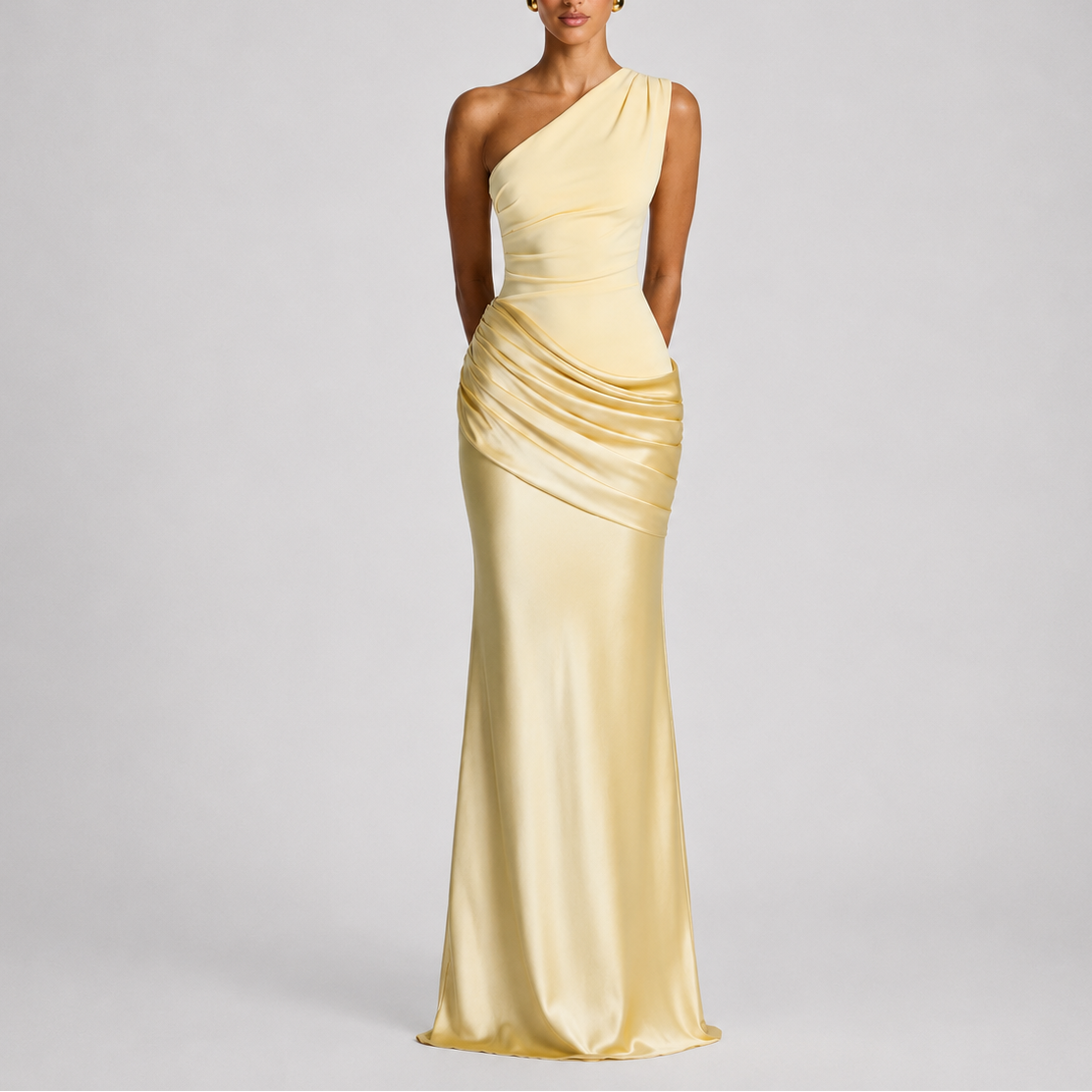Women's Maxi Dress | One Shoulder Satin-Style, Elegant Fit for Formal Occasions 0