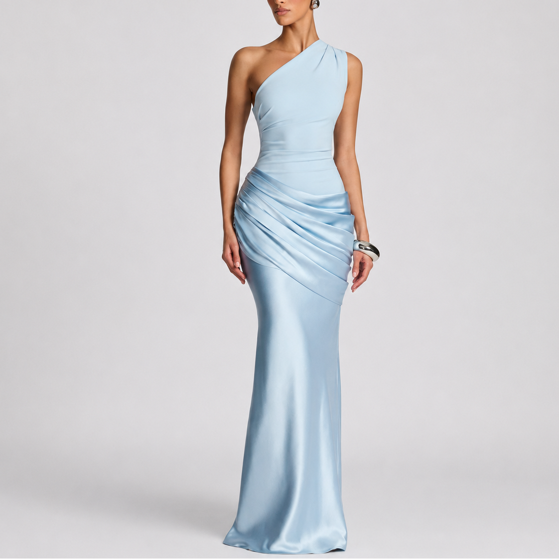 Women's Maxi Dress | One Shoulder Satin-Style, Elegant Fit for Formal Occasions 10