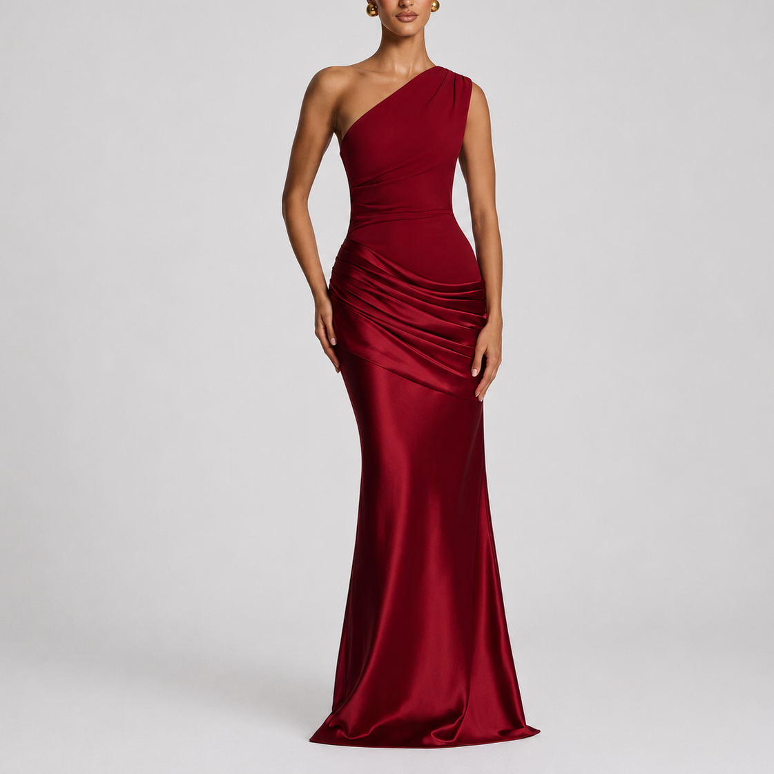 Women's Maxi Dress | One Shoulder Satin-Style, Elegant Fit for Formal Occasions 2