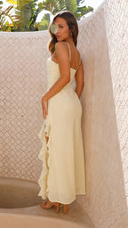 Women's Maxi Dress | Ruffle Trim, Side Slit 4