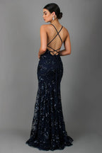Women's Maxi Dress | Sequin V-Neck Backless Design 1