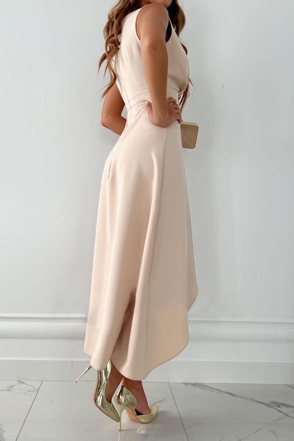 Women's Maxi Dress | Sleeveless Wrap, V-Neck, Asymmetrical Hem, Plus Size Available 1