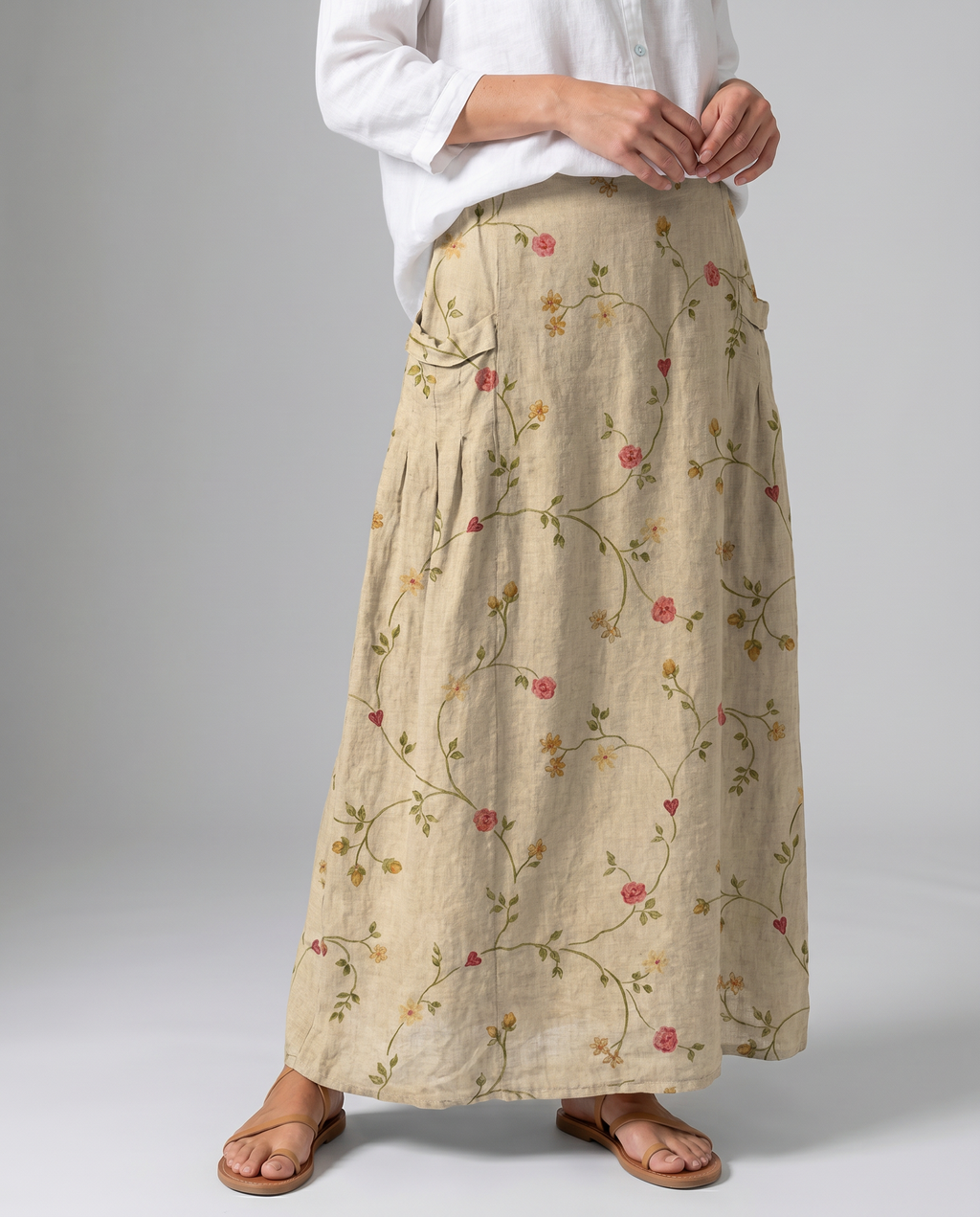 Women's Maxi Skirt | Retro Floral Print, Comfortable A-Line Design 2