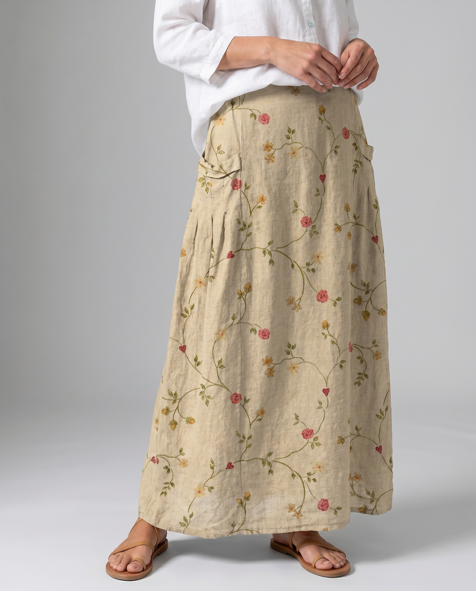 Women's Maxi Skirt | Retro Floral Print, Comfortable A-Line Design 2