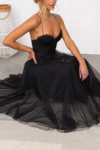 Women's Midi Dress | Corset Tulle Skirt, Spaghetti Straps, Formal Summer 8